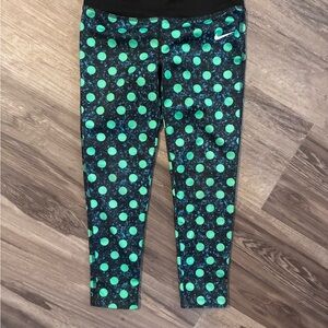 Nike Kids' Leggings - Black and Green Dots